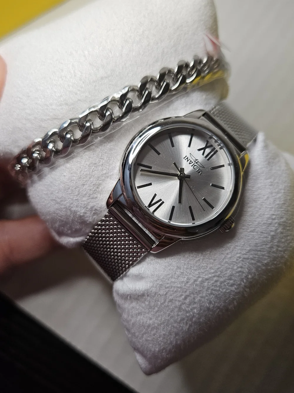 Invicta Women Silver Mesh Bracelet Watch with Matching Silver Bracelet 48249